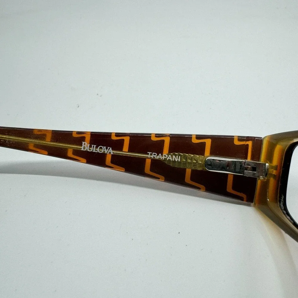 Bulova Eyeglasses Frame Brown Rectangle Trapani Orange Full Rim 52-15-140 H10174